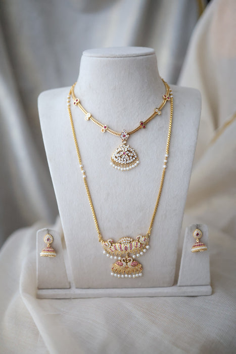 Heritage gold plated gold padakam necklace set with earrings HPS2011