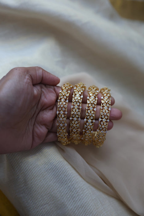Heritage gold plated white stone bangle HB61134 (Set of 2 bangles)