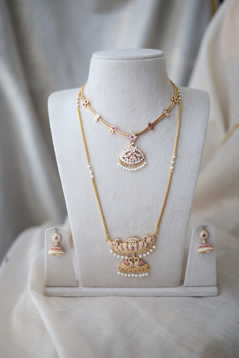 Heritage gold plated gold padakam necklace set with earrings HPS2011