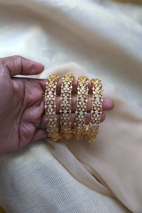 Heritage gold plated white stone bangle HB61134 (Set of 2 bangles)