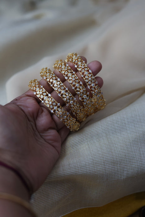 Heritage gold plated white stone bangle HB61134 (Set of 2 bangles)