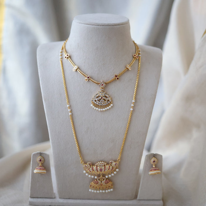 Heritage gold plated gold padakam necklace set with earrings HPS2011