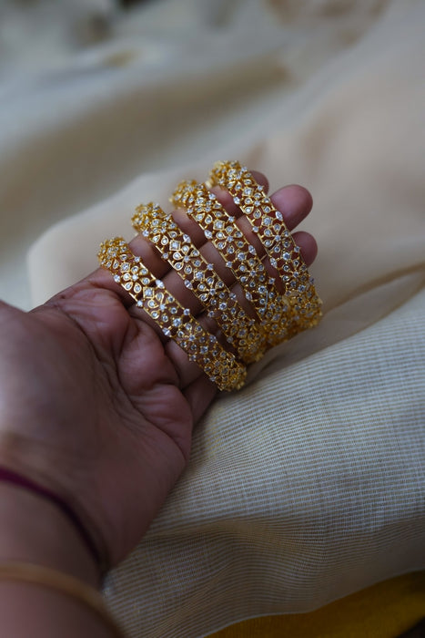Heritage gold plated white stone bangle HB61134 (Set of 2 bangles)