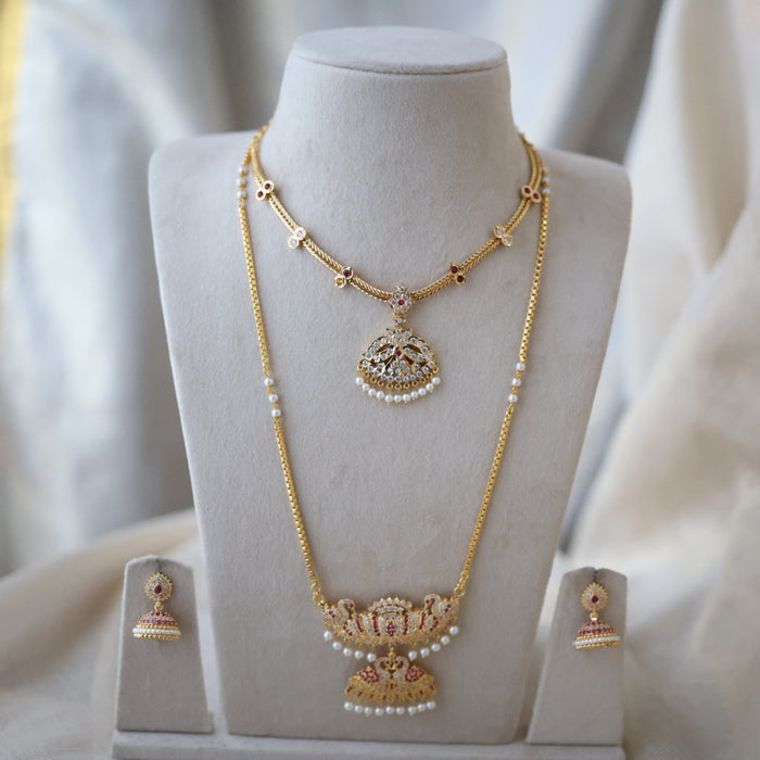 Heritage gold plated gold padakam necklace set with earrings HPS2011