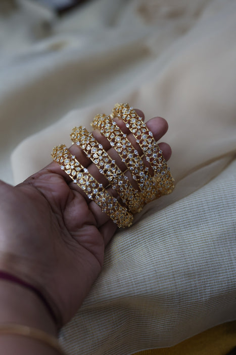 Heritage gold plated white stone bangle HB61134 (Set of 2 bangles)