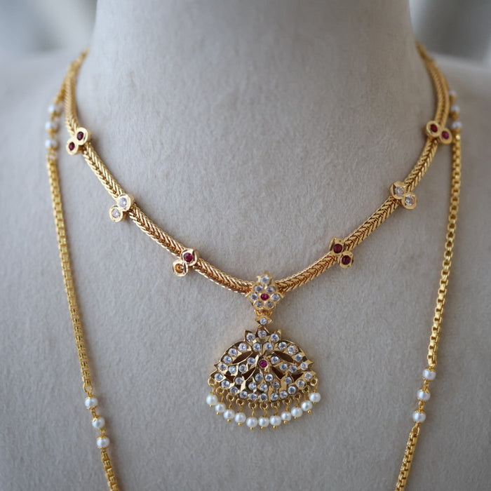 Heritage gold plated gold padakam necklace set with earrings HPS2011