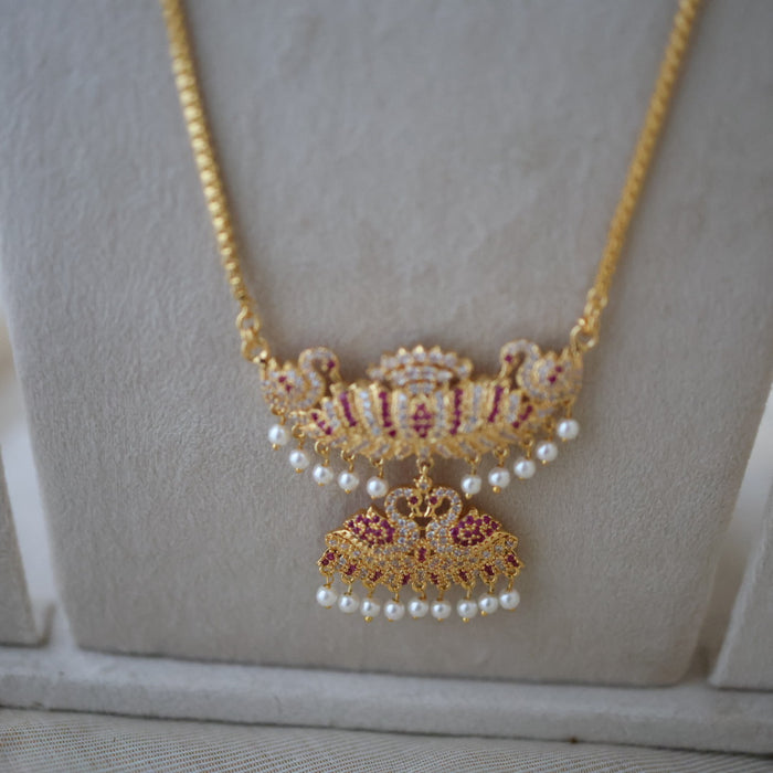 Heritage gold plated gold padakam necklace set with earrings HPS2011