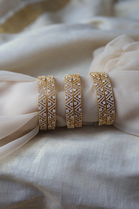 Heritage gold plated white stone bangle HB5722 (Set of 2 bangles)