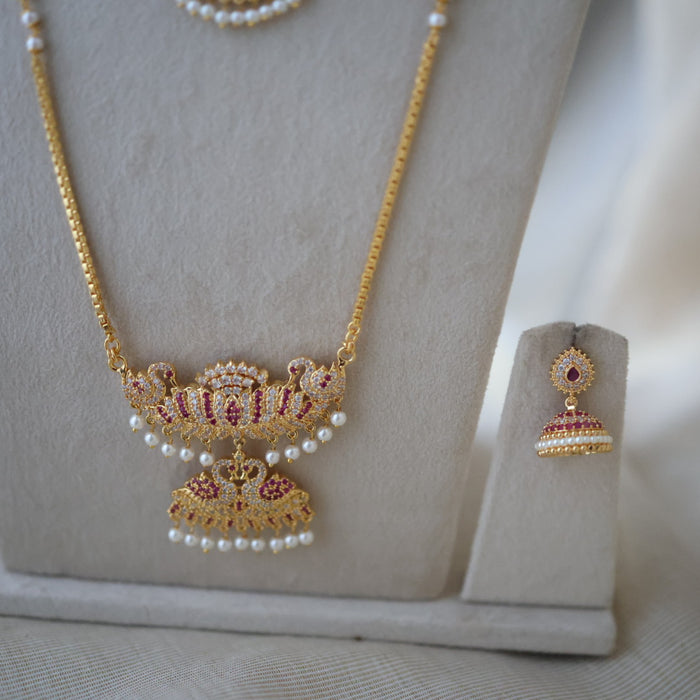 Heritage gold plated gold padakam necklace set with earrings HPS2011