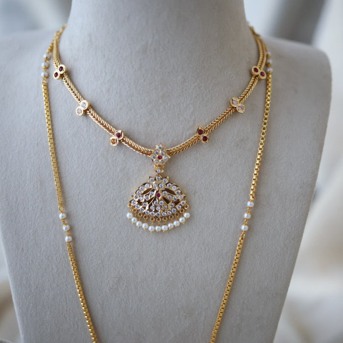 Heritage gold plated gold padakam necklace set with earrings HPS2011