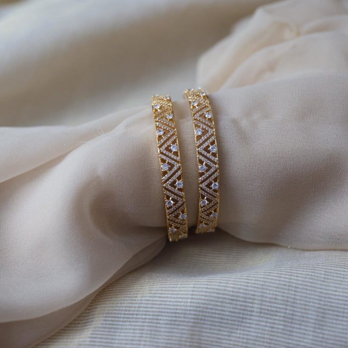 Heritage gold plated white stone bangle HB5722 (Set of 2 bangles)