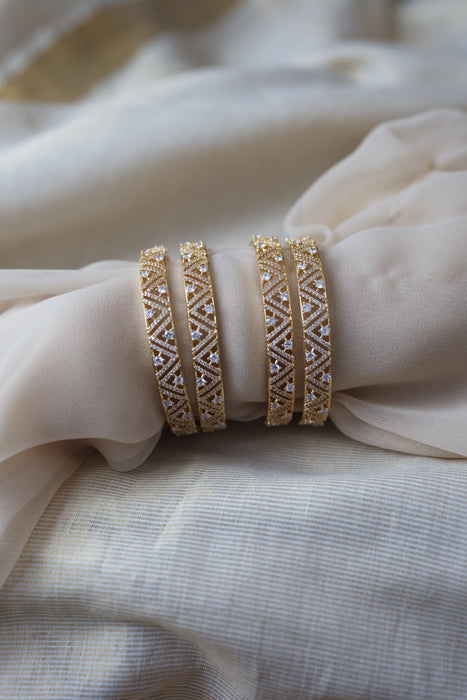 Heritage gold plated white stone bangle HB5722 (Set of 2 bangles)