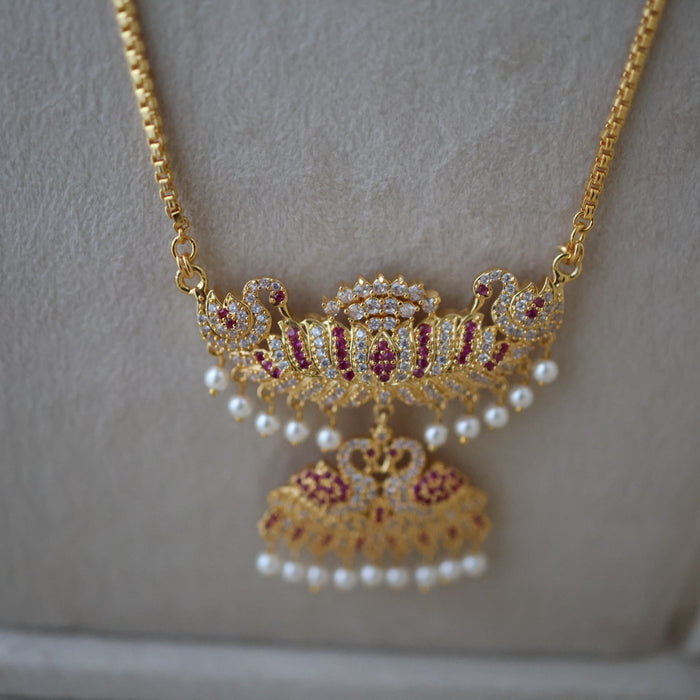 Heritage gold plated gold padakam necklace set with earrings HPS2011