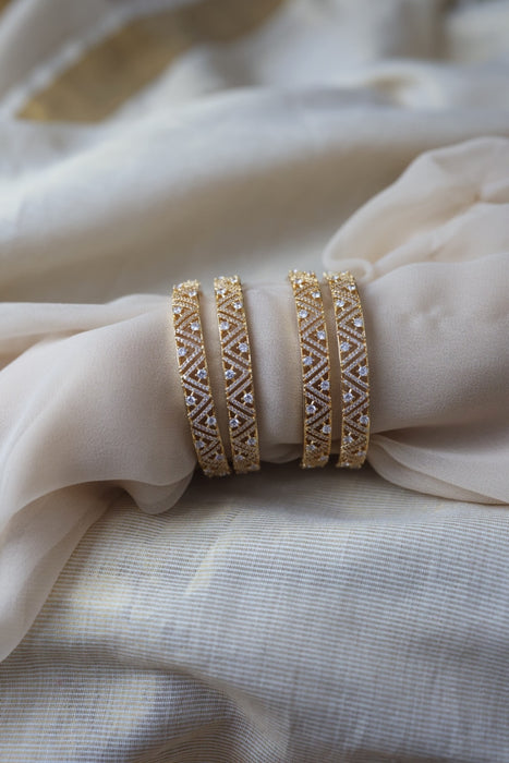 Heritage gold plated white stone bangle HB5722 (Set of 2 bangles)