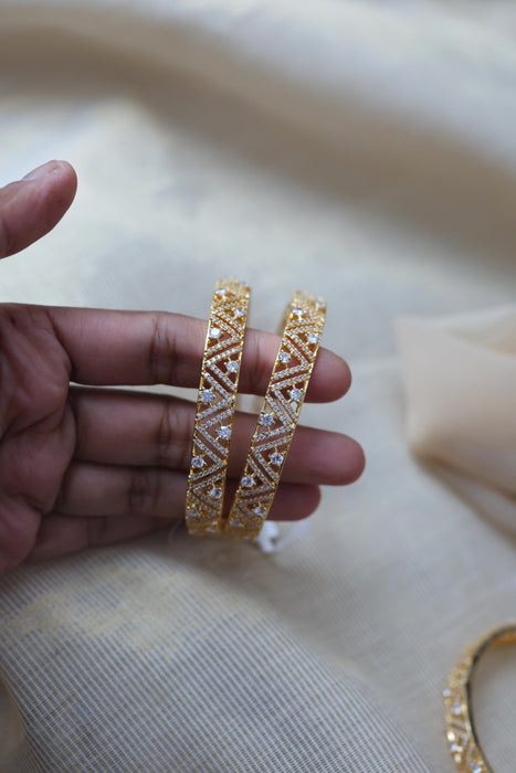Heritage gold plated white stone bangle HB5722 (Set of 2 bangles)