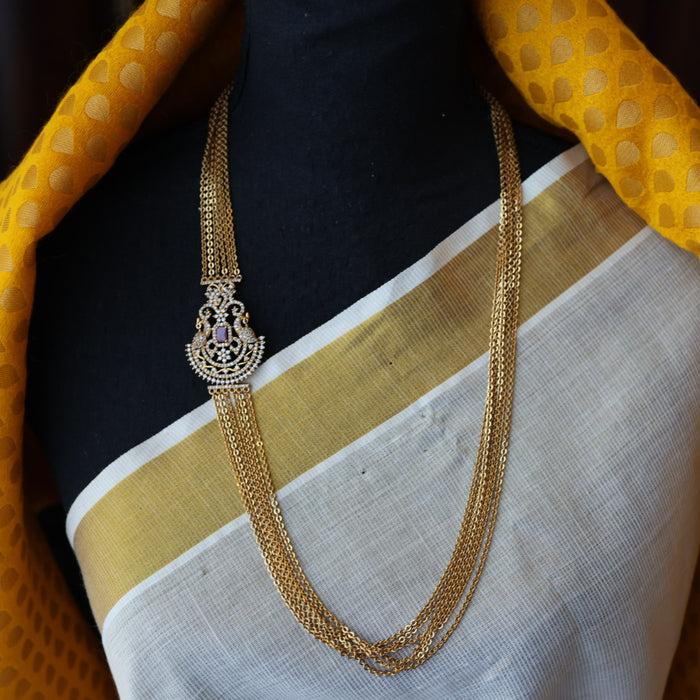 Heritage white stone long layer chain H378