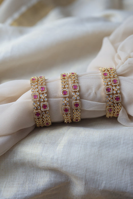 Heritage gold plated white stone bangle HB35232