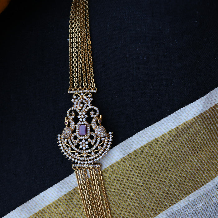 Heritage white stone long layer chain H378