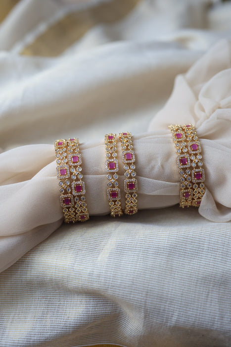 Heritage gold plated white stone bangle HB35232