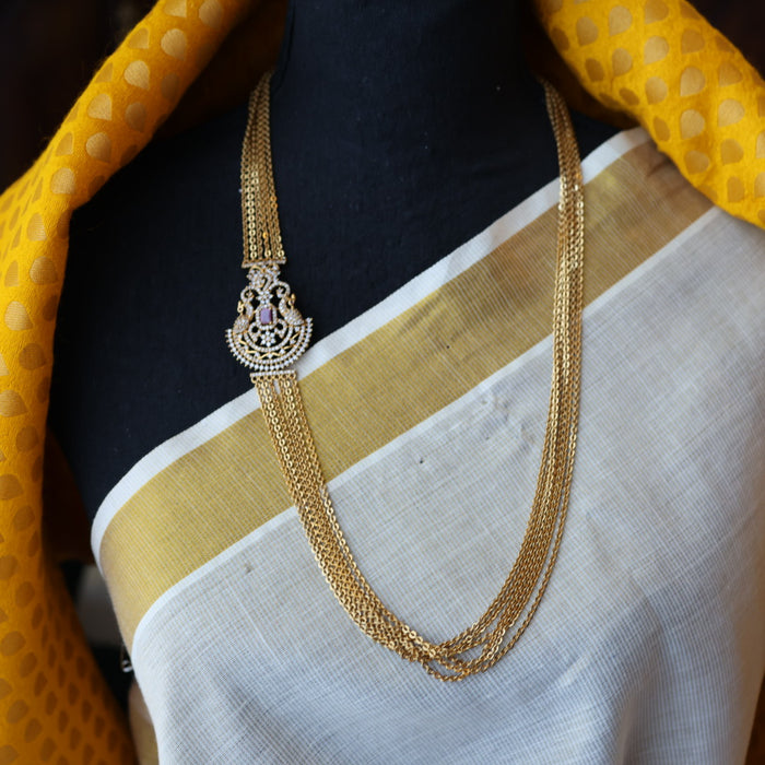 Heritage white stone long layer chain H378
