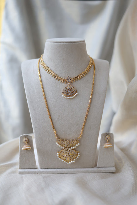 Heritage gold plated gold padakam necklace set with earrings HPS2014