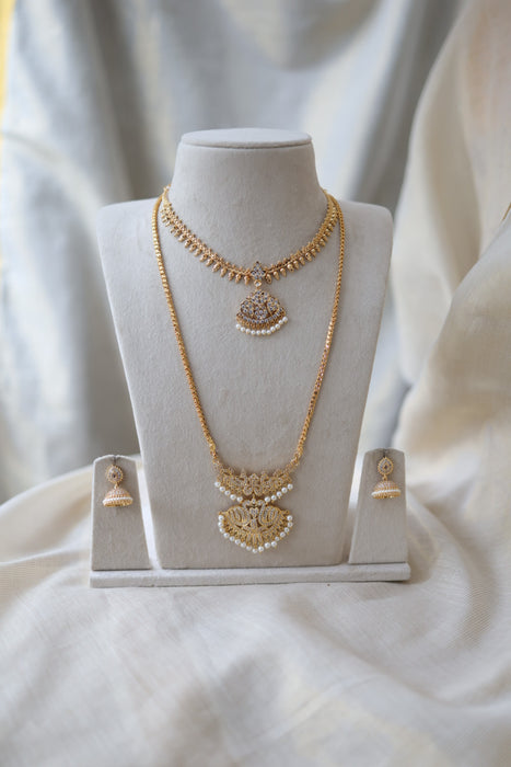 Heritage gold plated gold padakam necklace set with earrings HPS2014
