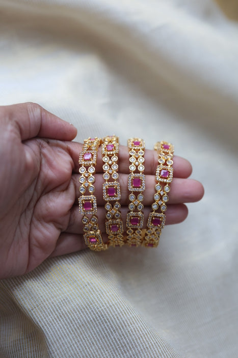 Heritage gold plated white stone bangle HB35232