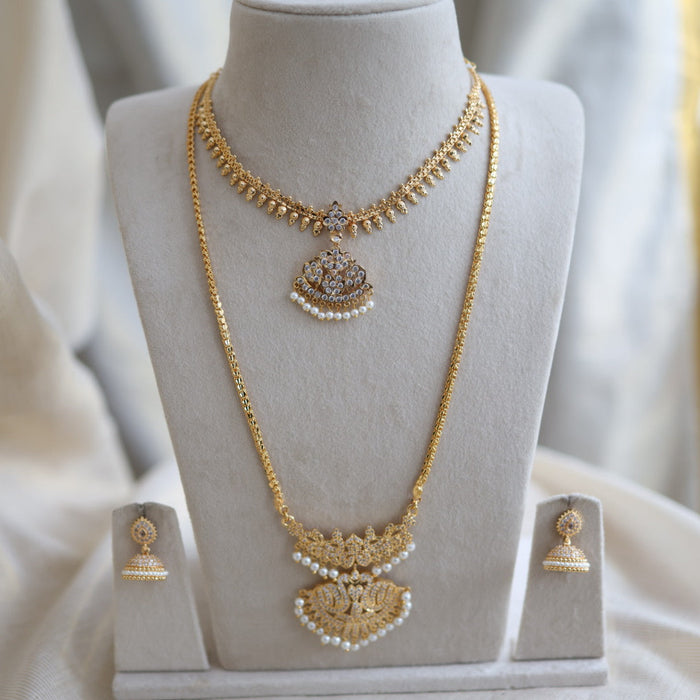 Heritage gold plated gold padakam necklace set with earrings HPS2014