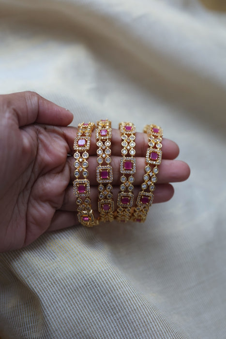 Heritage gold plated white stone bangle HB35232