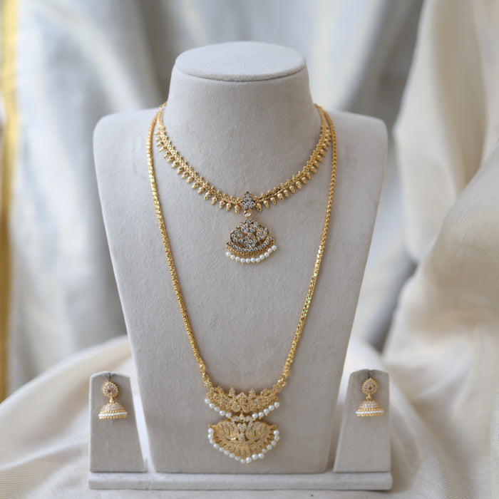 Heritage gold plated gold padakam necklace set with earrings HPS2014
