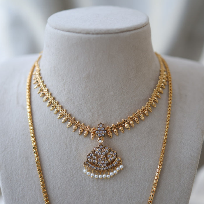 Heritage gold plated gold padakam necklace set with earrings HPS2014