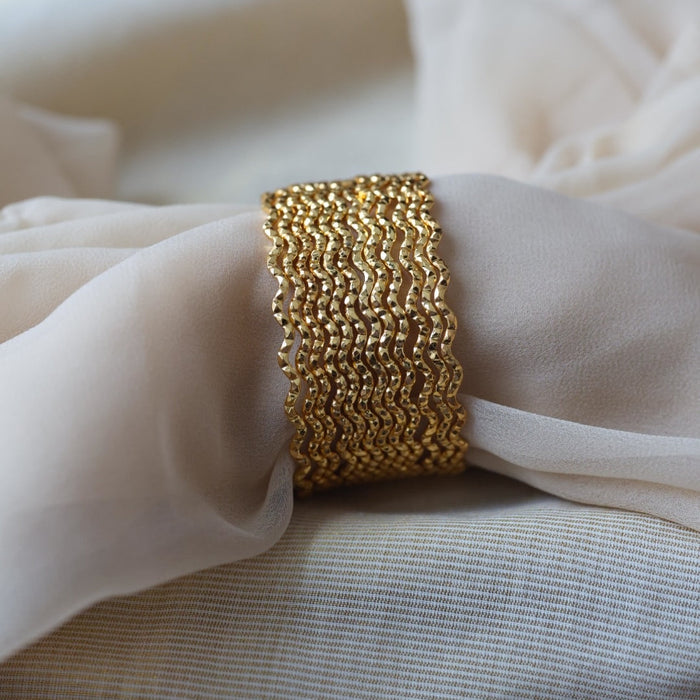 Heritage gold plated white stone bangle HB1344