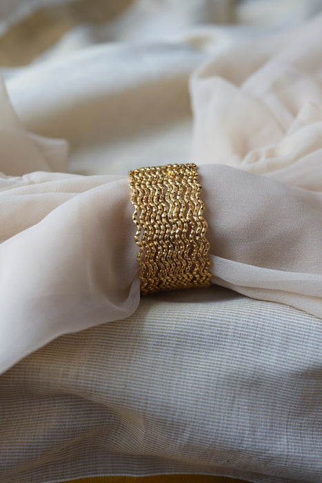 Heritage gold plated white stone bangle HB1344