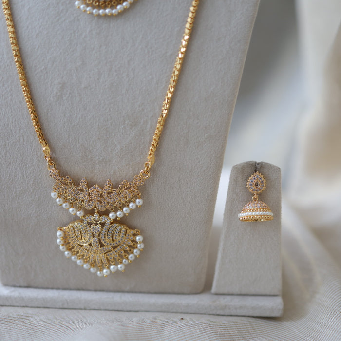 Heritage gold plated gold padakam necklace set with earrings HPS2014
