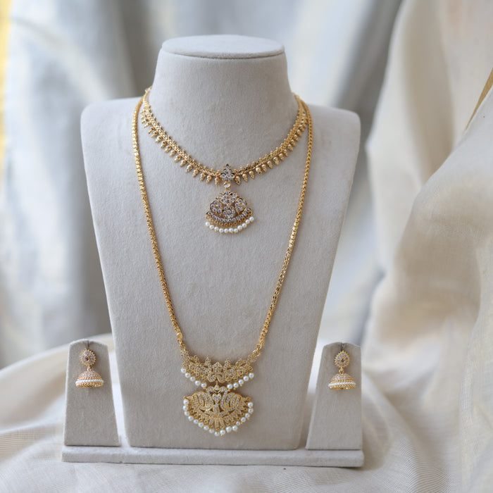 Heritage gold plated gold padakam necklace set with earrings HPS2014