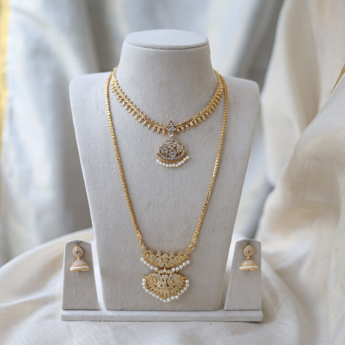 Heritage gold plated gold padakam necklace set with earrings HPS2014