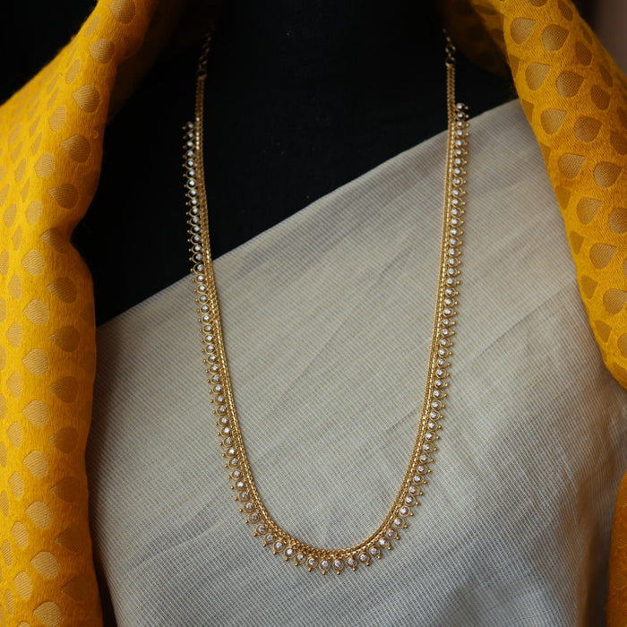 Heritage gold plated white stone long necklace HL2199