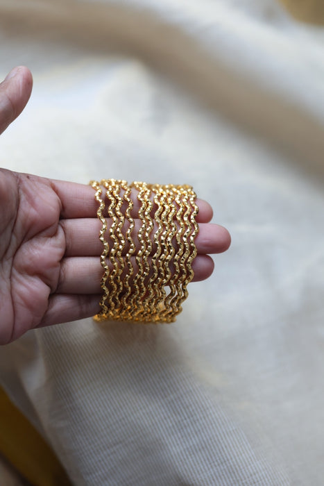Heritage gold plated white stone bangle HB1344