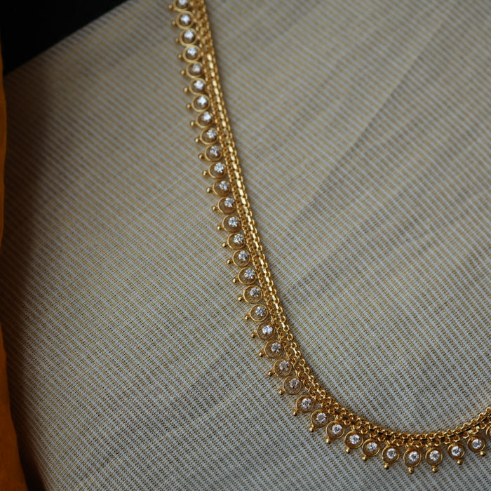 Heritage gold plated white stone long necklace HL2199