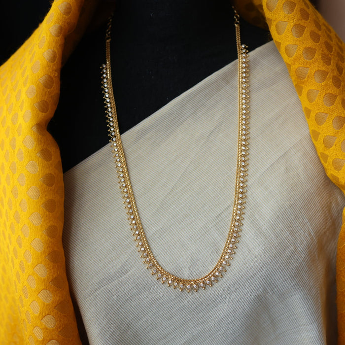 Heritage gold plated white stone long necklace HL2199