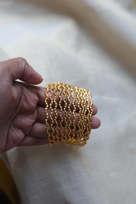 Heritage gold plated white stone bangle HB1344