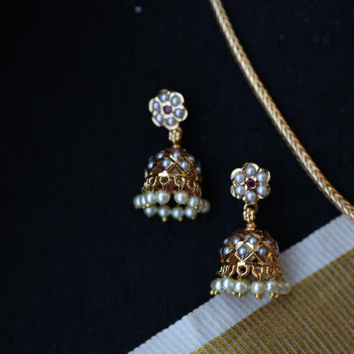 Heritage gold plated short necklace with earrings H1257