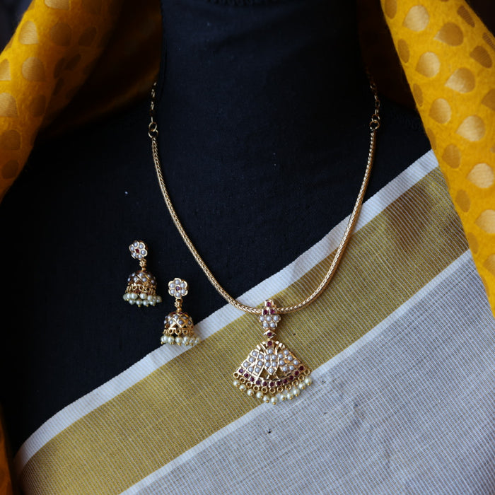 Heritage gold plated short necklace with earrings H1257