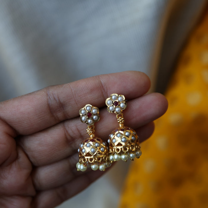 Heritage gold plated short necklace with earrings H1257