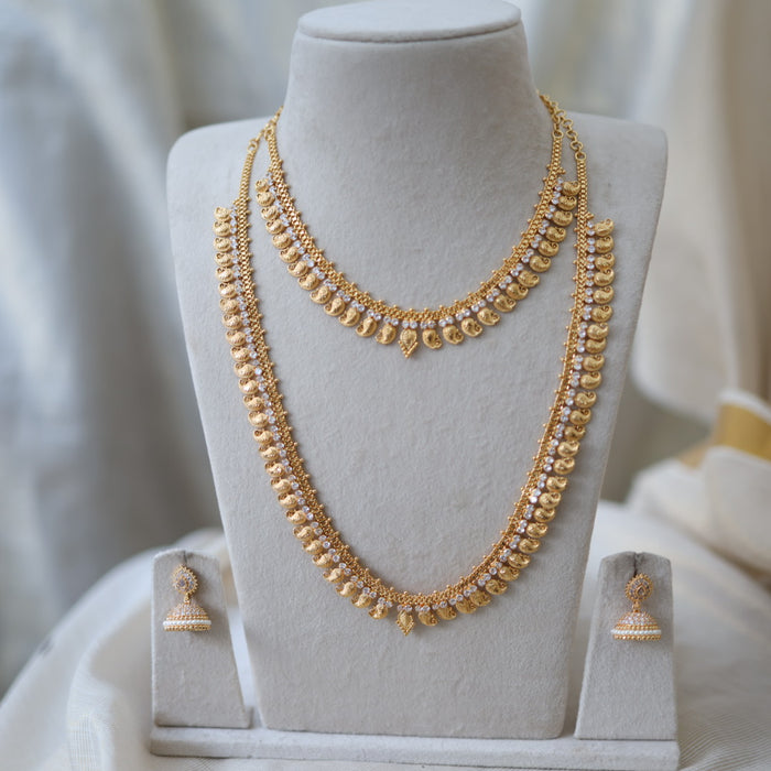 Heritage gold plated gold padakam necklace set with earrings HPS2001
