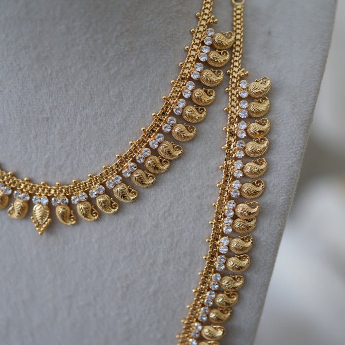Heritage gold plated gold padakam necklace set with earrings HPS2001