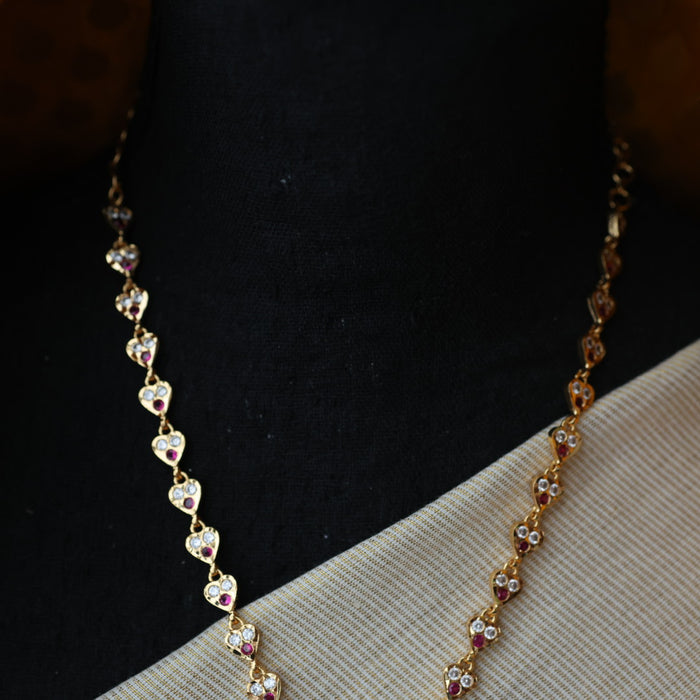 Heritage gold plated ruby white stone short necklace H8908
