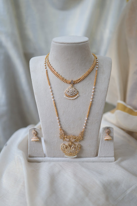 Heritage gold plated gold padakam necklace set with earrings HPS2018