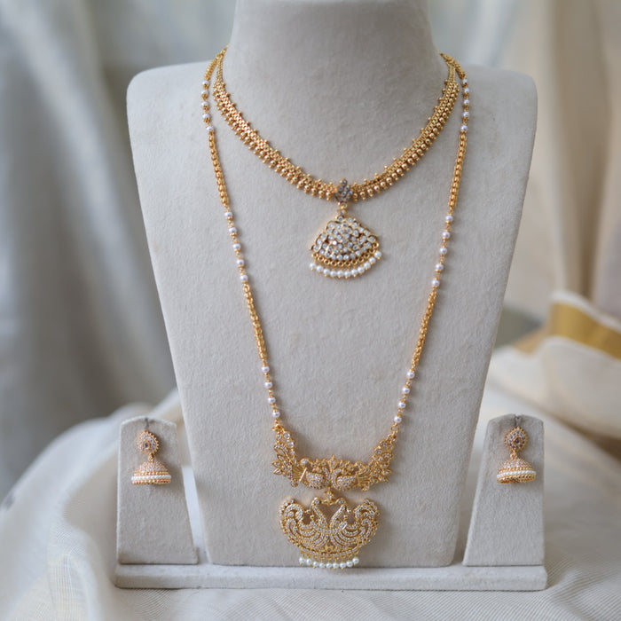 Heritage gold plated gold padakam necklace set with earrings HPS2018