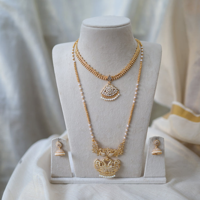 Heritage gold plated gold padakam necklace set with earrings HPS2018